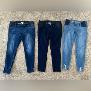 3 pairs of size 8 below belly skinny maternity jeans